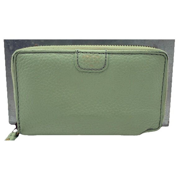 FOSSIL Mint Green Pebbled Leather Zip Around Small Wallet - Picture 1 of 6
